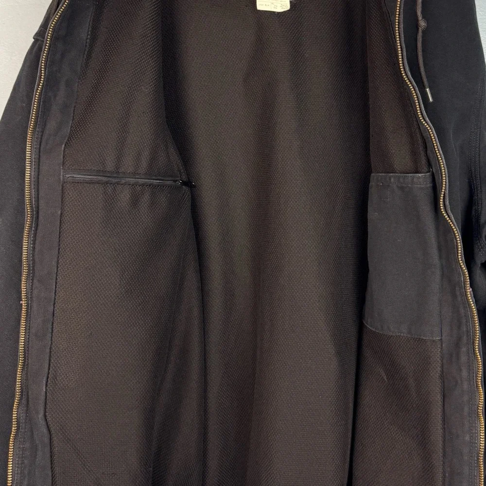 Carhartt J131 Men 3XL Black Thermal Lined Duck Canvas Jacket Hooded Made‎ in USA